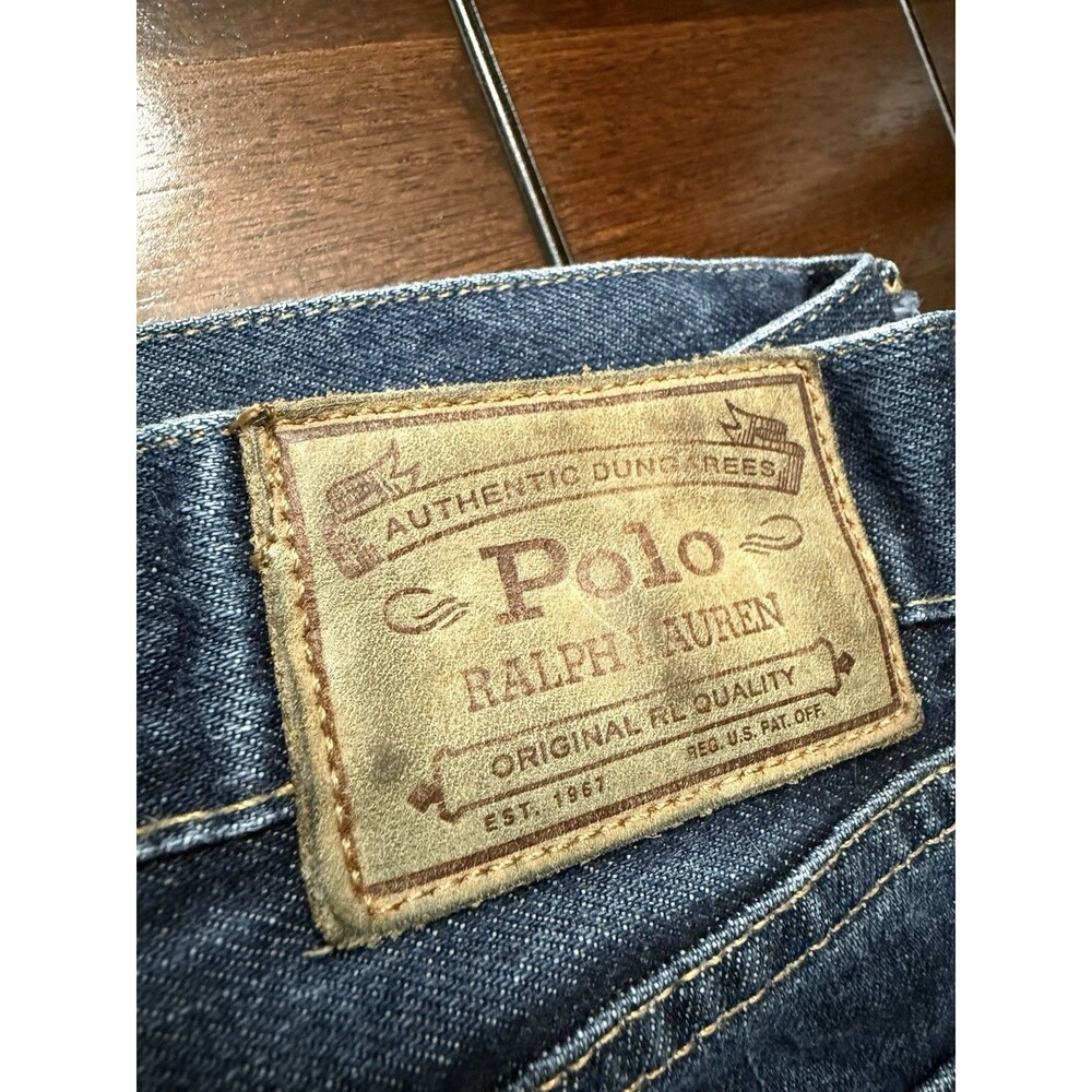 🔥🧸Polo Ralph Lauren Authentic Dungarees Jeans Mens (36x32) 36x31 Blue Patched